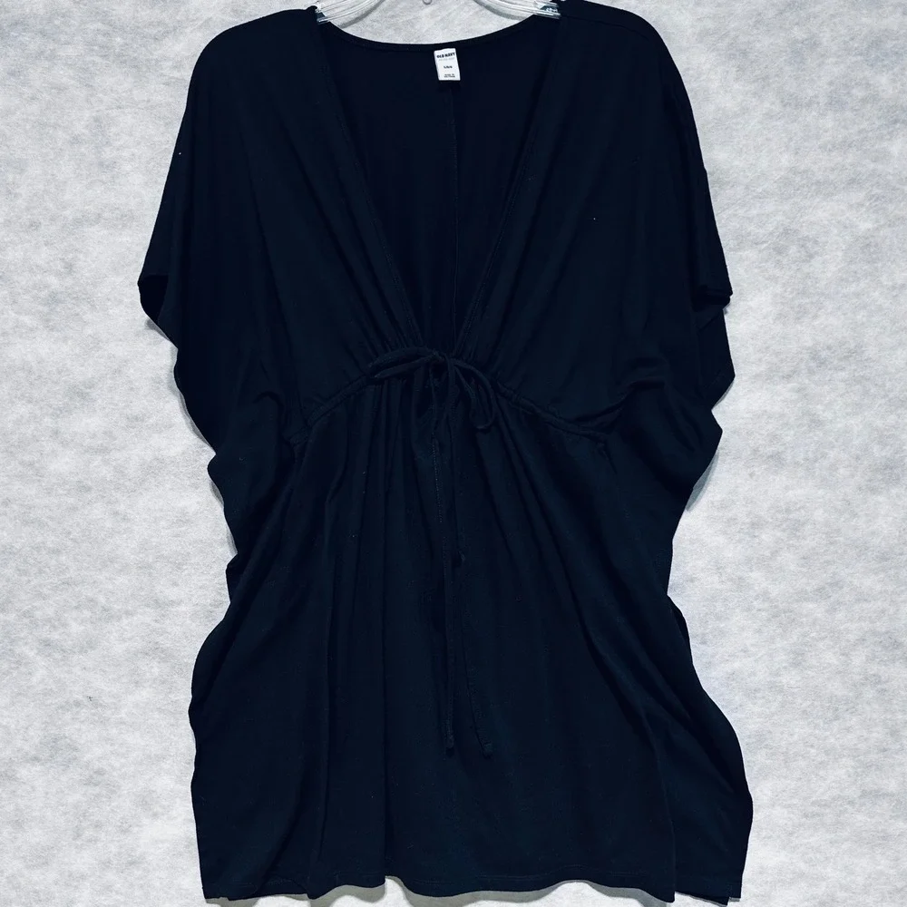 Old Navy Black Swim‎ Cover Up Dress Women's Size L Tie Waist Lightweight